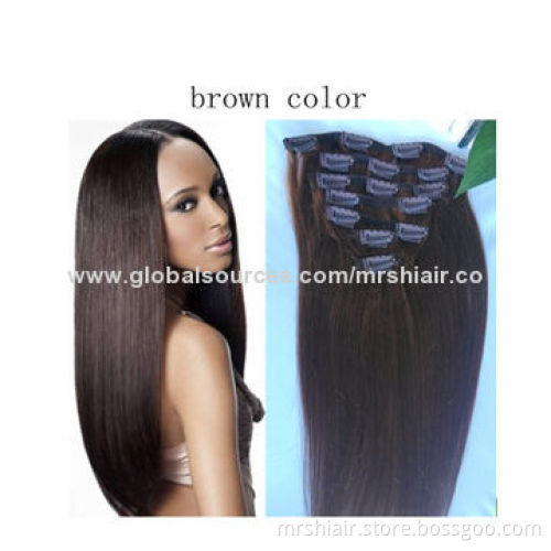 100gram 14-24-inch silky straight cheap 100% human hair clip-in hair extensions